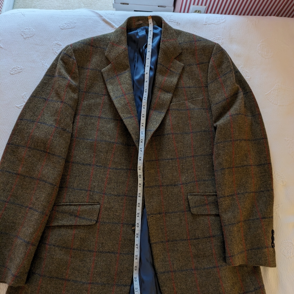 Brown window pane red and blue sport coat Joseph Turner